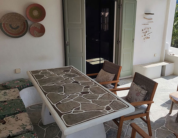 Veranda with dining table